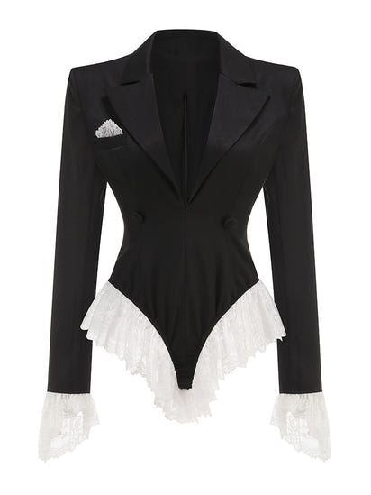 Eleganter Body Blazer mit Spitzen-Details