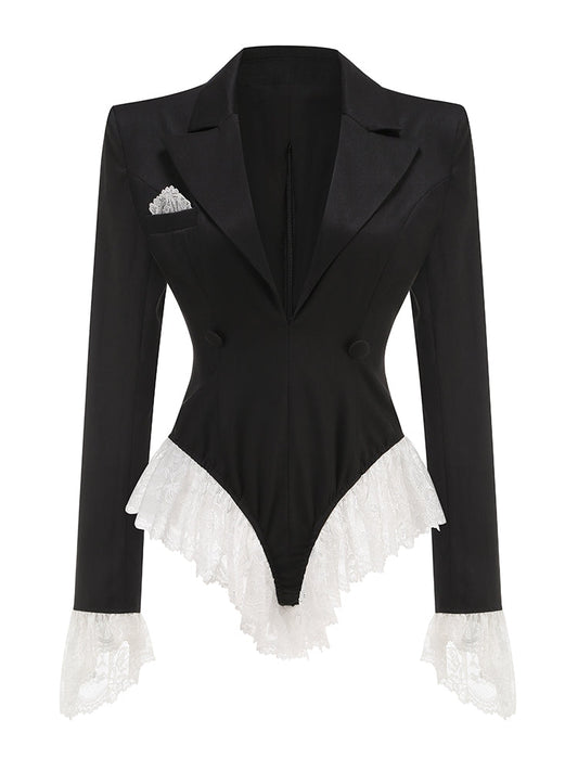 Eleganter Body Blazer mit Spitzen-Details