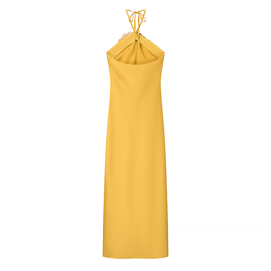 Neckholder-Kleid mit Blumen-Verzierung