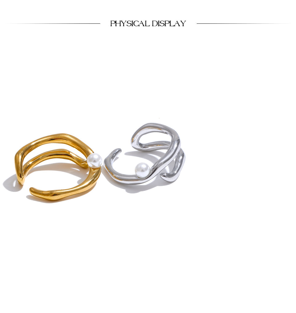 Eleganter offener Ring mit Perle