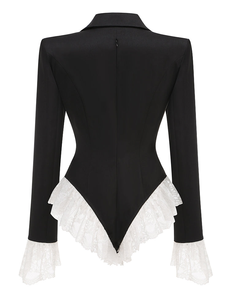 Eleganter Body Blazer mit Spitzen-Details