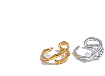 Eleganter offener Ring mit Perle