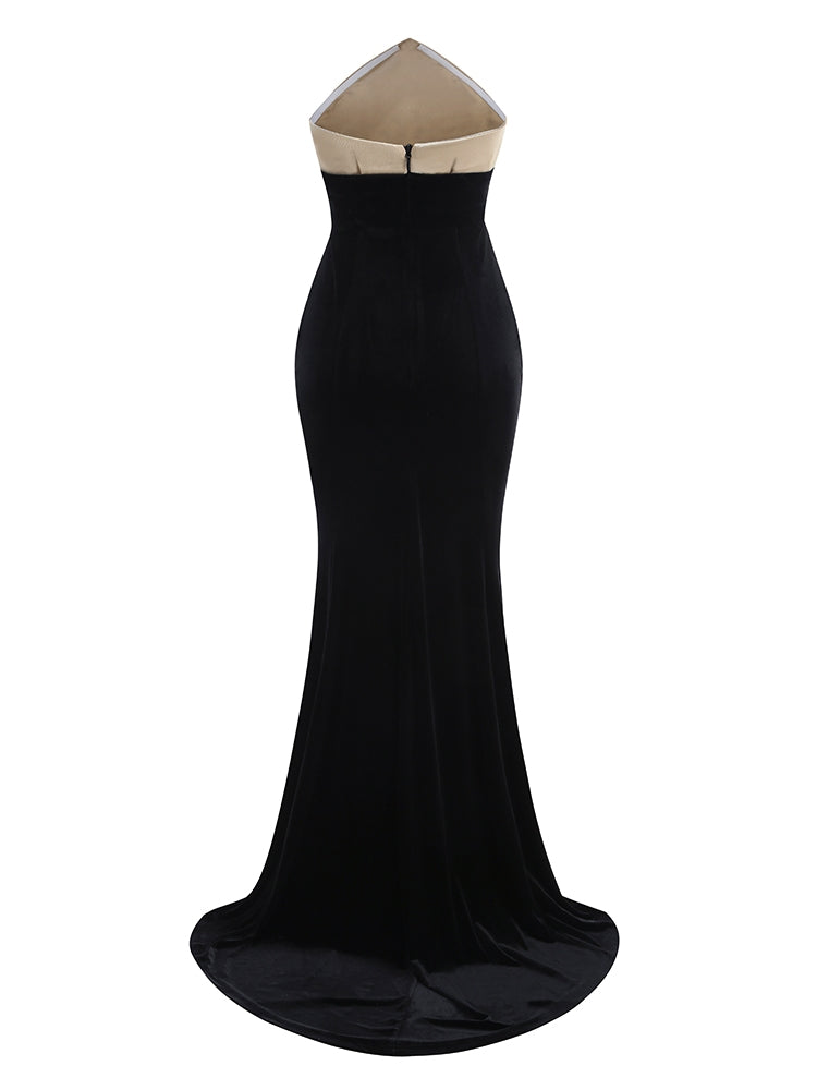 Schwarzes Maxikleid aus Samt