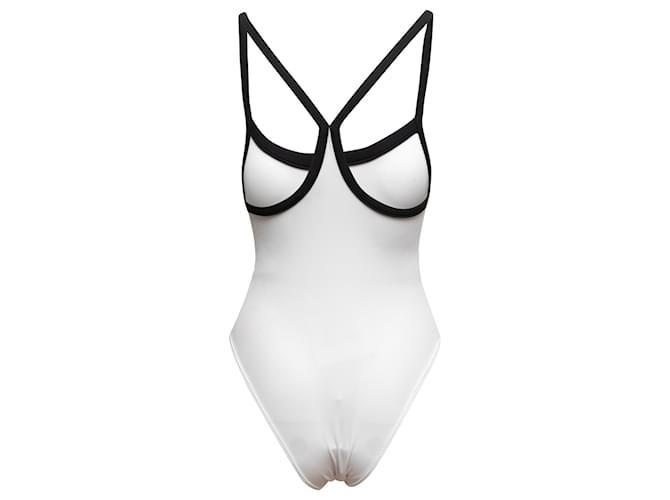 Weißer Bodysuit mit schwarzen Trägern