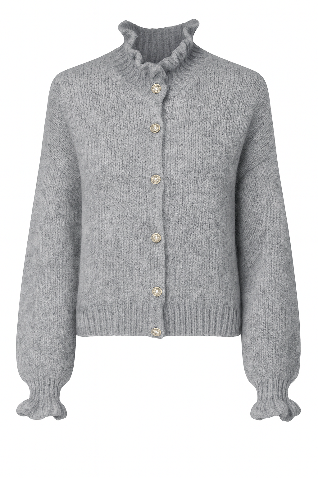 Rüschen-Cardigan mit Perlenknöpfen