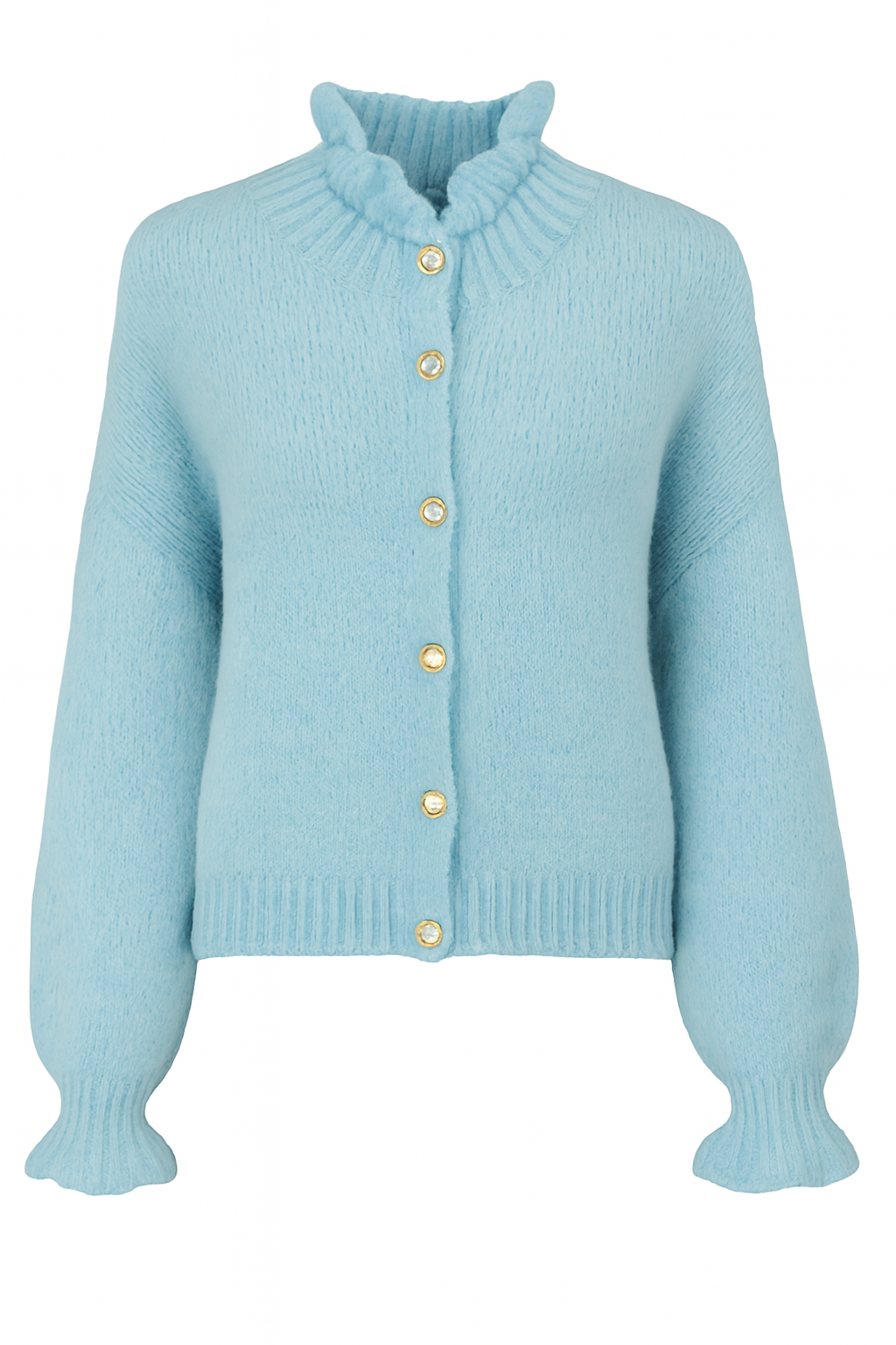 Rüschen-Cardigan mit Perlenknöpfen