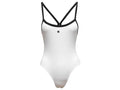 Weißer Bodysuit mit schwarzen Trägern